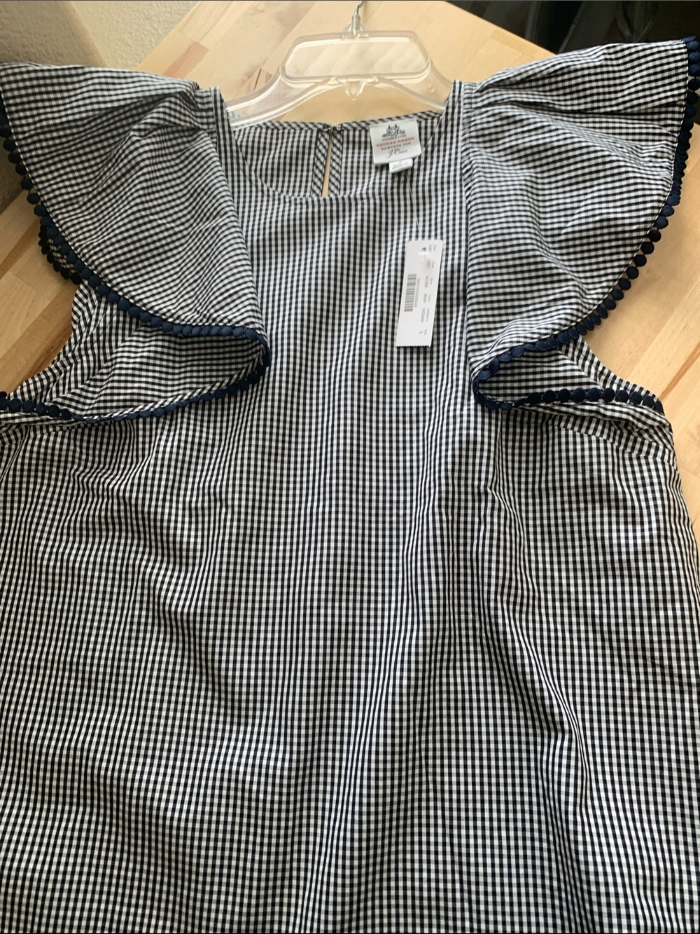 J. Crew Black and White Gingham Blouse